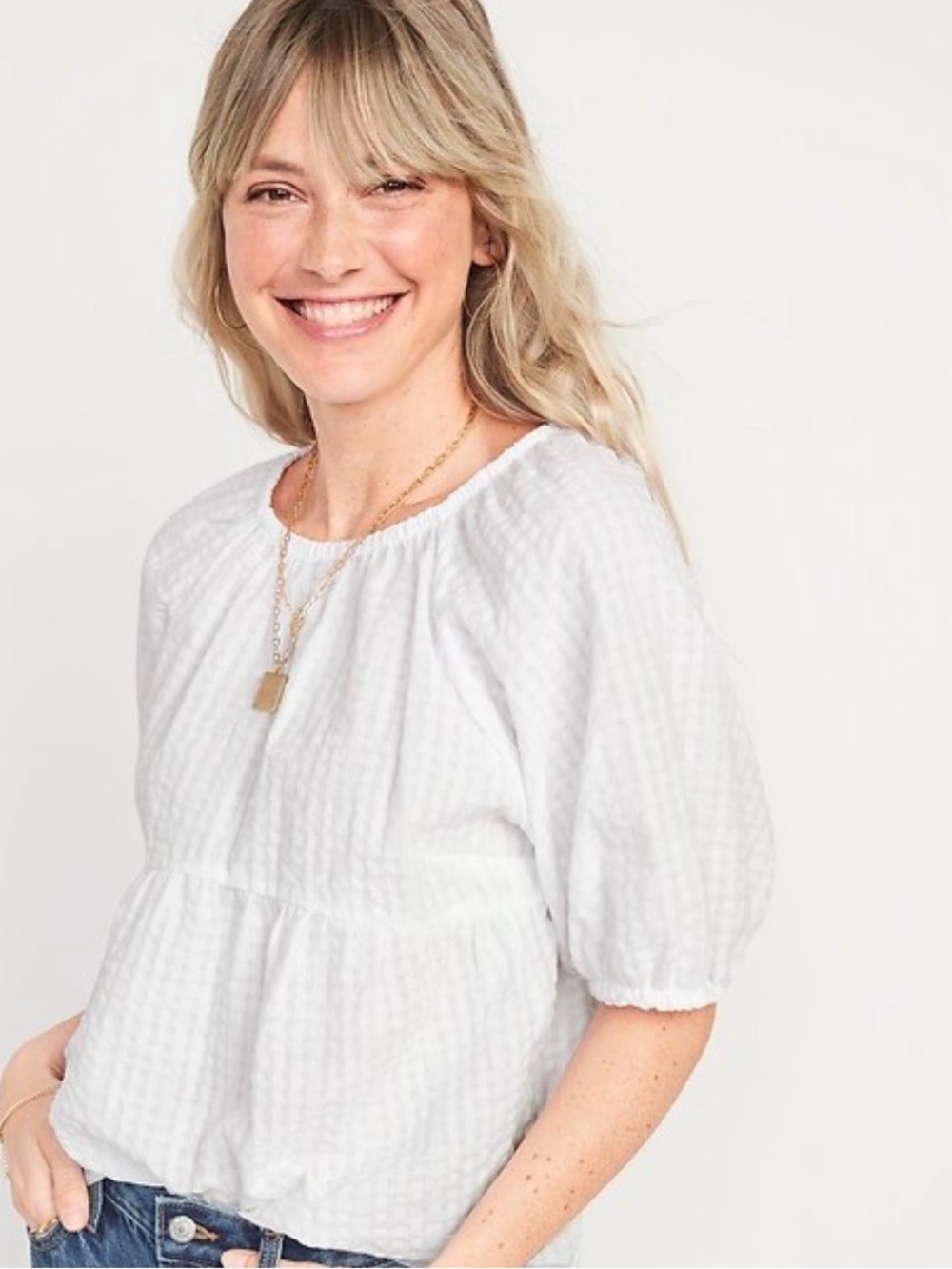 Old Navy Puff-Sleeve Seersucker Babydoll
Swing Blouse - medium